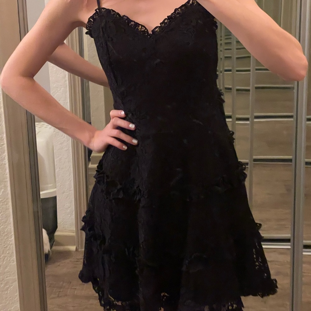 Black lace midi dress